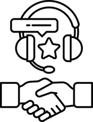 A handshake between two people with a headset on