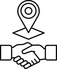 A handshake between two people with a map in the background