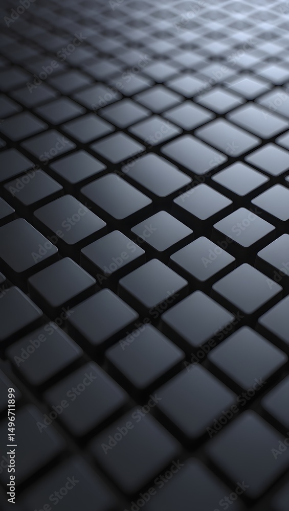 Poster a sleek, geometric surface, composed of an array of dark, square tiles, showcases a modern, abstract