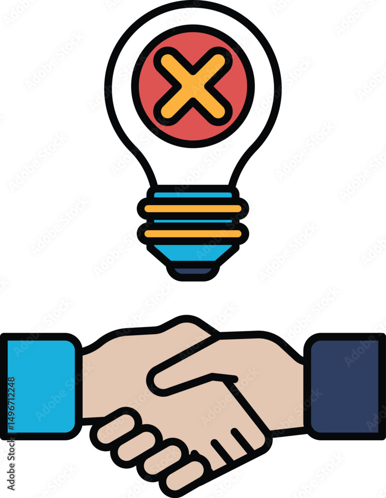 Poster a light bulb with an x on it is shown between two hands