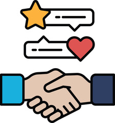 Fototapeta premium A hand shaking another hand with a heart and stars in the background