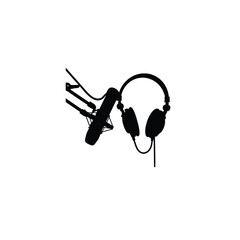 Obraz premium silhouette of audio podcast on white background