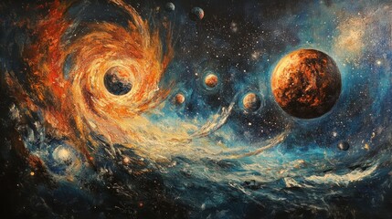 Cosmic swirls and planets in a swirling nebula