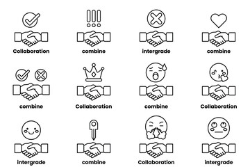Fototapeta premium The image is a set of handshakes with different meanings