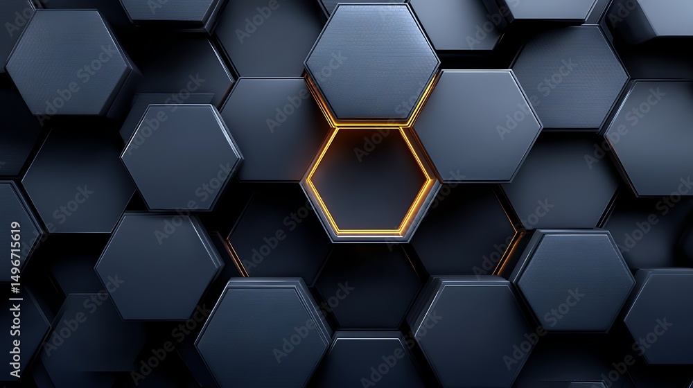 Aufkleber seamless dark blue 3d hexagon pattern with flat geometric texture design for modern digital backgrou