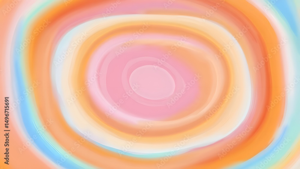 Poster dreamy pastel swirl with concentric circles and gentle gradient, evokes feelings of serenity and war