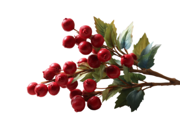 [Transparent Background PNG]Artificial Red Berries and Leaves Arrangement