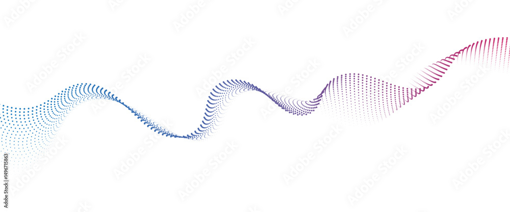 Poster flowing dot wave halftone gradient pattern on transparent background