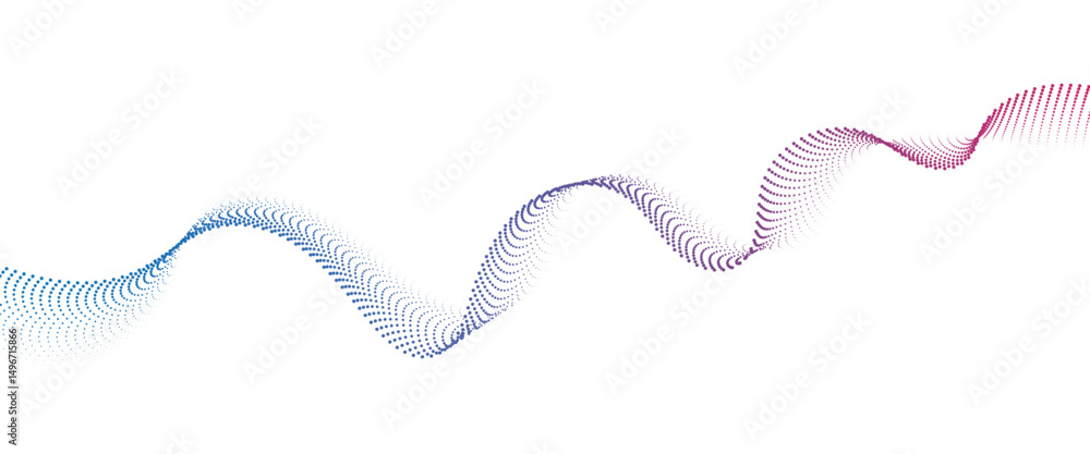 Poster flowing dot wave halftone gradient pattern on transparent background
