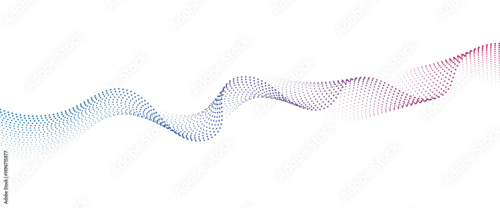 Poster flowing dot wave halftone gradient pattern on transparent background