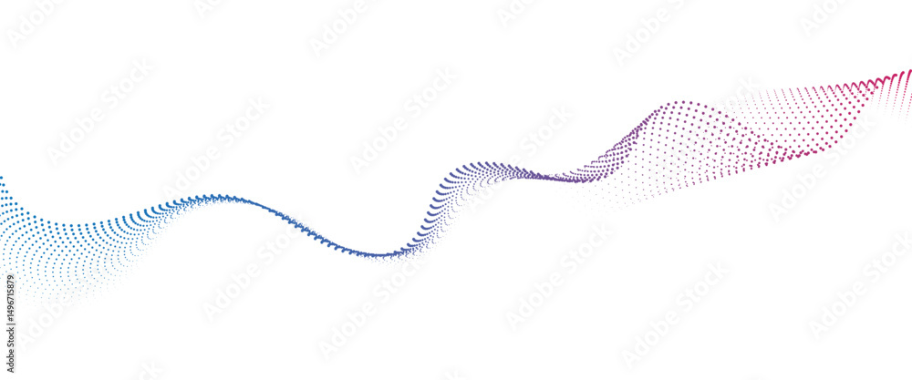 Poster flowing dot wave halftone gradient pattern on transparent background