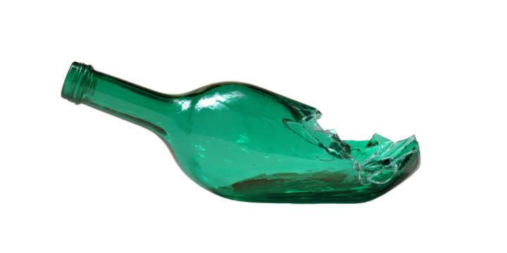 [Transparent Background PNG]Broken Emerald Green Glass Bottle