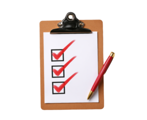 [Transparent Background PNG]Checklist with Red Checkmarks in Clipboard