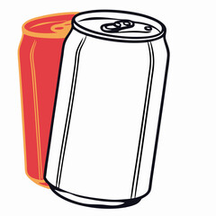 Two Aluminum Soda Cans, One Red, One Blank Template