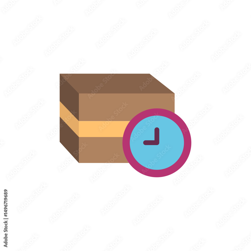Aufkleber stylized cubic form with a time illustration, representing deadlines and scheduling