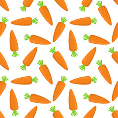 Seamless pattern with carrot, vector illustration of vegetable, healthy vegan food wallpaper