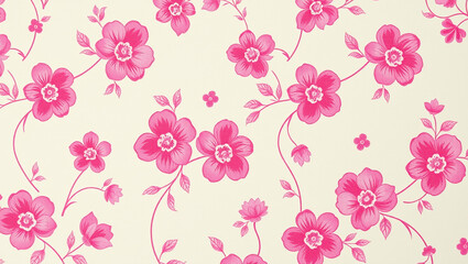 seamless pattern with pink flowers