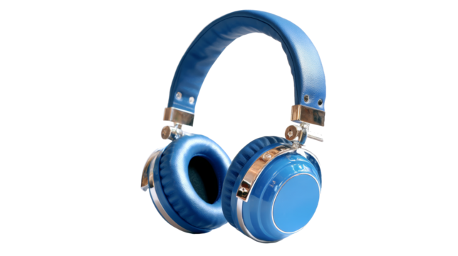 [Transparent Background PNG]Stylish Blue Headphones on a White Background