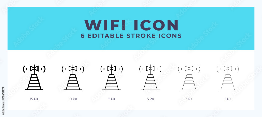 Poster wifi icon vector for web. and mobile app. editable stroke outline icon.