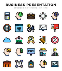 Business Presentation Icons bundle. Lineal Color style Icons. Vector illustration.
