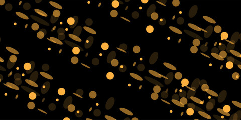 Golden blurred bokeh lights on black background. Glitter sparkle stars for celebrate. Overlay for your design