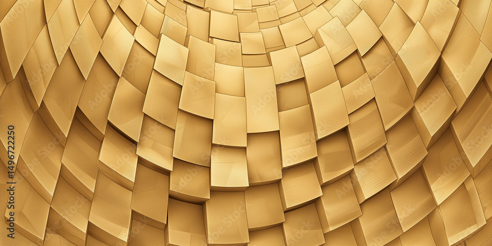 Poster abstract gold 3d cubes forming a circular pattern in a beautiful structure