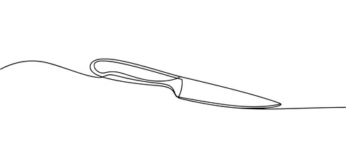 Continuous line art kitchen knife illustration