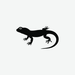 Minimalist Black Sanda Lizard Silhouette on White Background – Clean High-Contrast Reptile Vector Art