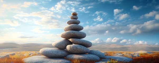 Obraz premium balancing stones on the beach