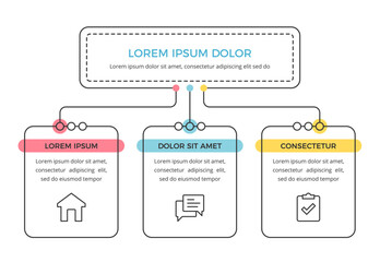 Minimal flow chart infographic template with 3 elements, vector eps10 illustration