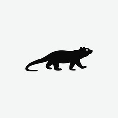 Minimalist Black Sanda Lizard Silhouette on White Background – Clean High-Contrast Reptile Vector Art