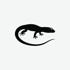 Minimalist Black Sanda Lizard Silhouette on White Background – Clean High-Contrast Reptile Vector Art