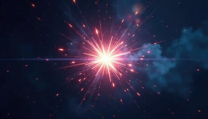 Fototapeta premium Radiant white starburst exploding outwards, bright light against dark background , dark, texture, optical