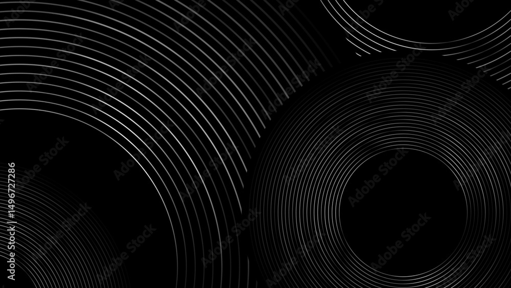 Poster black and grey metallic circles abstract tech geometric background