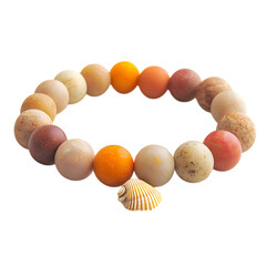 Bold Bracelet with Oversized Matte Beads in Shell Isolated on Transparent Background