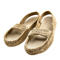 Fashionforward Espadrille Style Sandals with Natural Isolated on Transparent Background
