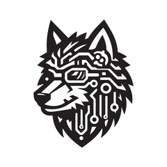Abstract Cyber Wolf Symbol – Tech Guard Animal Logo Vector