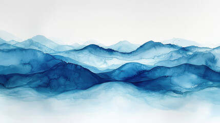 Fototapeta premium A delicate watercolor stripe, painted with hues of azure and emerald, gracefully flowed across a pristine white canvas, creating a serene and ethereal atmosphere 
