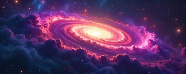 Abstract swirling nebula in deep space, cosmic dust and gas clouds forming intricate patterns, vibrant colors depicting a celestial landscape , texture, artwork, cosmic