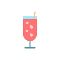 Refreshing fruit beverage with ice cubes in a stylized transparent glass icon