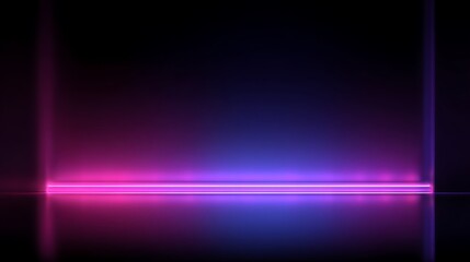 Fototapeta premium Neon Lights Illuminate Dark Reflective Surface in Abstract Composition