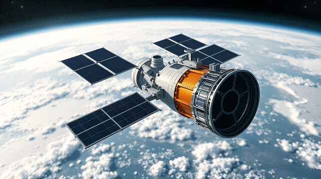 Satellite and space flight aeronautical engineering design for aerospace technology - 3D illustration rendering