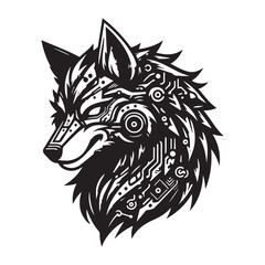 Digital Cyber Wolf Logo – Futuristic AI Beast Vector Design