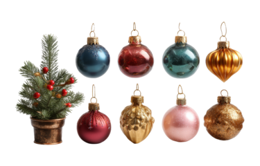 [Transparent Background PNG]Christmas Ornaments Collection Colorful Holiday Decoration