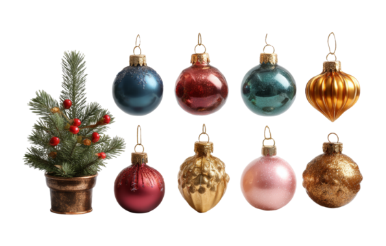 [Transparent Background PNG]Christmas Ornaments Collection Colorful Holiday Decoration