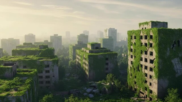 Urban Residential Neighborhood with Greenery and Modern Apartment Buildings