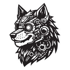 Digital Cyber Wolf Logo – Futuristic AI Beast Vector Design
