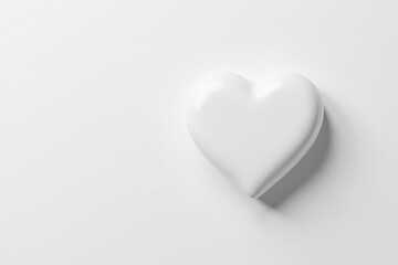 Fototapeta premium Simple white heart on pure white background Perfect for Valentine's Day, wedding, love, or any romantic design project , minimal, heart illustration
