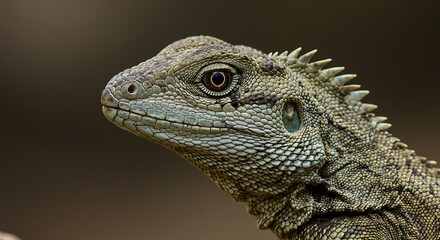 Fototapeta premium Iguana Head Close-up with Detailed Skin Texture and Scales