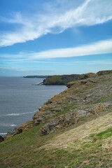 Belle-Ile in Brittany, seascape with rocks and cliffs on the Cote Sauvage
